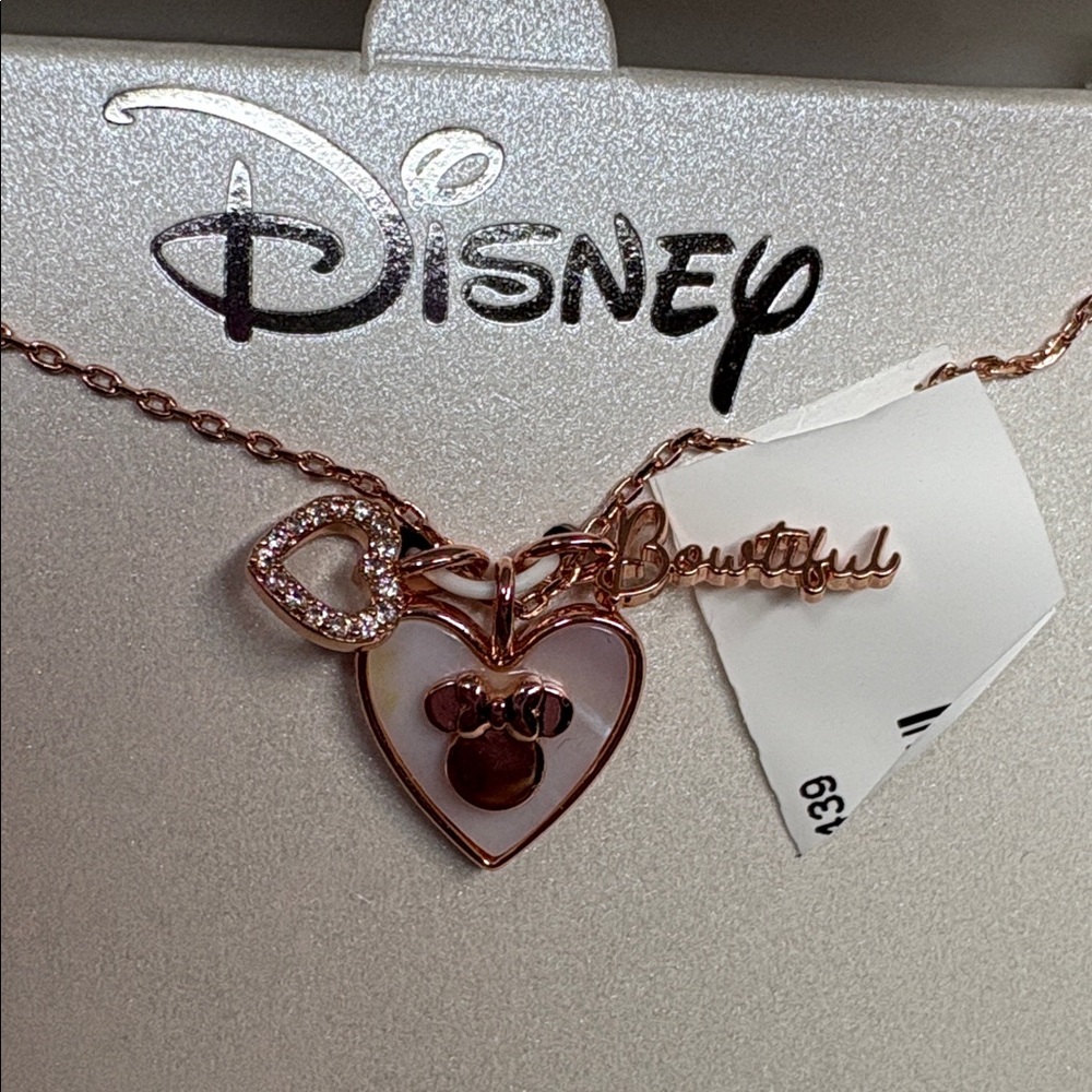 Disney Rose Gold Minnie Heart Necklace